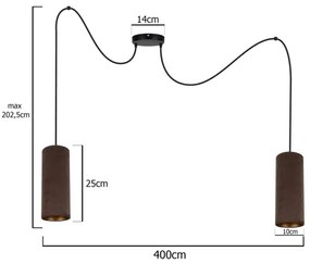 Láncos lámpa AVALO 2xE27/60W/230V barna/réz pavúk