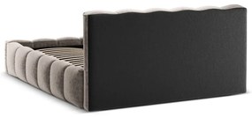 Világosbarna kárpitozott ágyneműtartós franciaágy ágyráccsal 180x200 cm Lupine – Micadoni Home