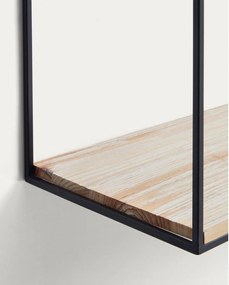 Fekete-natúr színű jegenyefenyő fali polc 90 cm Elisha – Kave Home