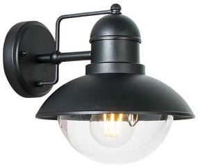 PREZENT 39036 HECTOR Klasszikus Kültéri Fali Lámpa Matt Fekete, Átlátszó E27 IP44