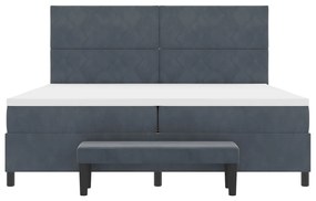 Rugós ágy matraccal és paddal sötétszürke 200x200 cm bársonyból