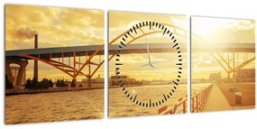 Kép a hídról napnyugtakor (órával) (90x30 cm)