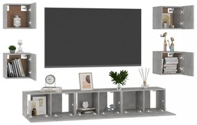 7 részes betonszürke szerelt fa TV-szekrényszett