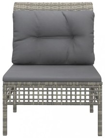 szürke polyrattan kerti középső kanapé párnával