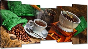 Vászonkép 150x80 Csésze és zöld zsákok