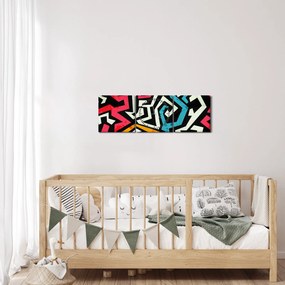 Grafikus absztrakciós kép (órával) (90x30 cm)