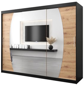 Ruhásszekrény 250 cm Eclipse (matt fekete + artisan tölgy). 1063447