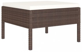 vidaXL 6 részes barna polyrattan kerti bútorszett párnákkal