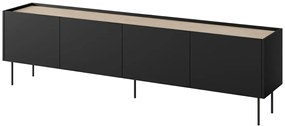 Desin 220 4D1SZ négyajtós TV-szekrény polccal - matt fekete / nagano-tölgy