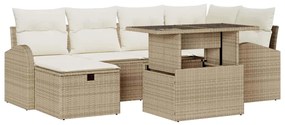vidaXL Kerti Kanapé Szett párnával tárolóval 7 pcs Bézs Poli rattan