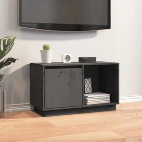 szürke tömör fenyőfa TV-szekrény 74x35x44 cm