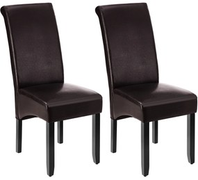 TecTake GmbH 401294 ergonomikus tömörfa étkezőszék - barna, 2 darabos készlet