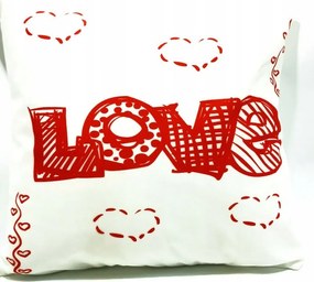 Valentin napi párnahuzat Fehér Love Piros