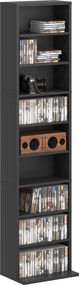 HOMCOM Modern Stílusú Könyvespolc 260 CD-hez, 9 Polccal, 33x24x140 cm, Fekete | Aosom