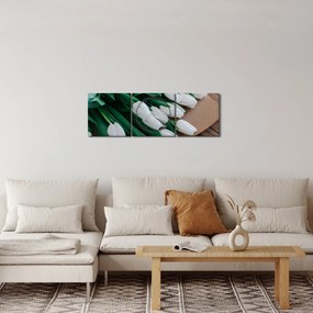 Egy csokor fehér tulipán képe (órával) (90x30 cm)
