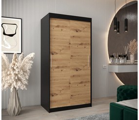 Ruhásszekrény 100 cm Toki (matt fekete + artisan tölgy). 1064795