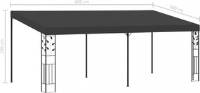 vidaXL antracitszürke falra szerelhető pavilon 6 x 3 x 2,5 m
