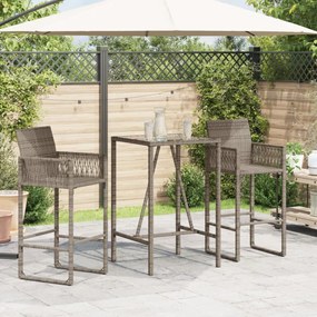 szürke polyrattan kültéri bárasztal 70 x 70 x 110 cm