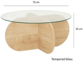 Kávésasztal BUBBLE 35x75 cm barna/átlátszó