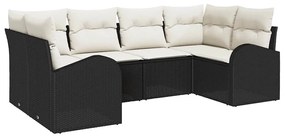 vidaXL Kerti Kanapé Szett párnával 6 pcs Fekete Poly Rattan