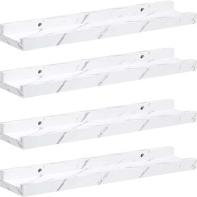 vidaXL Falpolc polcokkal 4 pcs Fehér márvány 40 x 9 x 3 cm Faanyag
