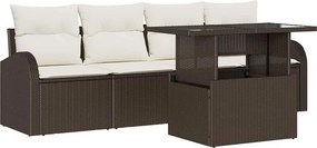 vidaXL Kerti Kanapé Szett párnával 5 pcs Barna Poli rattan