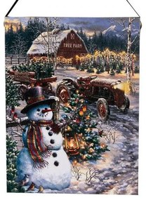 Karácsonyi hóemberes ledes falikép 20x15 cm