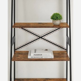 Könyvespolc bambusz kerettel, álló polc, rusztikus barna 63x34x137cm