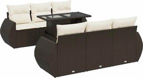 vidaXL 7 részes barna polyrattan kerti ülőgarnitúra párnákkal