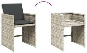 9részes világosszürke polyrattan kerti étkezőgarnitúra párnával