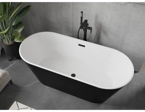 Mexen Flavia, szabadon álló kád 160 x 75 cm, fehér-fekete, fekete matt túlfolyó, 54031608075-70