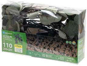 Aigostar - LED napelemes lánc 110 LED/4m IP65 300 mAh meleg fehér eukaliptusz