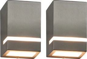 vidaXL 2 db ezüstszínű négyszögű kültéri fali lámpa 35 W