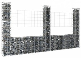 U-alakú vas gabionkosár 3 oszloppal 260 x 20 x 150 cm