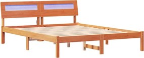 vidaXL Ágykeret fejtámlával Faggyú barna 160 x 200 cm Tömör fenyőfa