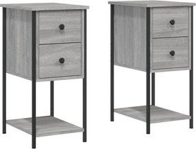 vidaXL 2 db szürke sonoma színű szerelt fa éjjeliszekrény 32x42x70 cm
