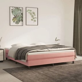 Rózsaszín bársony rugós ágykeret 160x200 cm