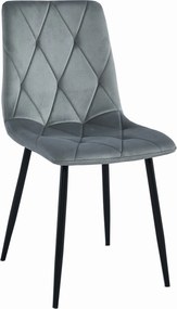 AKCIÓ Szürke bársony étkezőszék LIBRA fekete lábakkal II. osztály