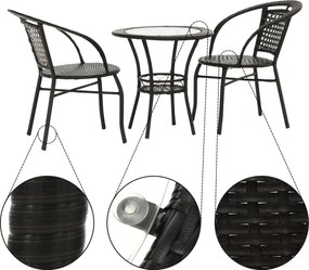 Kerti rattan szett 1+2, barna, LASAN