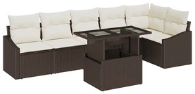 vidaXL Kerti Kanapé Szett párnával 7 pcs Barna és Krém polirattan