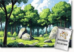 Fotótapéta Flizelina Tájkép Grafika Erdő Fák Anime Ghibli 200x140 ragasztó