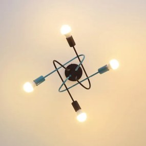 Felületre szerelhető csillár OXFORD 4xE27/15W/230V fekete/türkiz