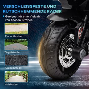 HOMCOM Elektromos Gyerekmotor, fények és hangok, 3 km/h, újratölthető, műanyag és fém, kék-fehér