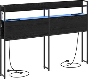 vidaXL Tároló fejtámla polcokkal tárolóval Musta tammi 160 cm Faanyag