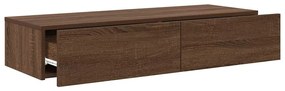Falipolc fiókokkal barna tölgy 100x36x19 cm műszaki fa