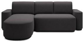 Sötétszürke zsenília kinyitható-tárolóhelyes sarokkanapé (bal oldali-heverő résszel) Aurumm – ELTAP