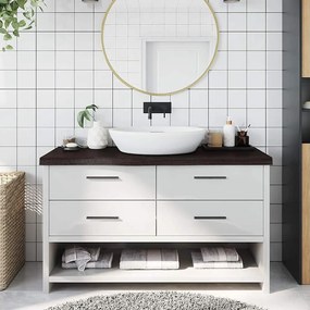 sötétbarna kezelt tömör fa fürdőszobai pult 100x40x(2-6) cm