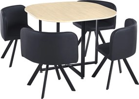Étkező szett 1+4, tölgy/fekete, BEVIS NEW