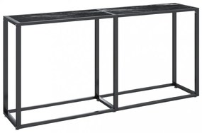 fekete márvány edzett üveg tálalóasztal 160 x 35 x 75,5 cm