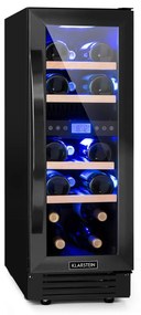 Klarstein Vinovilla 17 Built-in Duo Onyx Edition, kétzónás borhűtő, 53 liter, 17 palack, 3 színű LED világítás, üvegajtó
